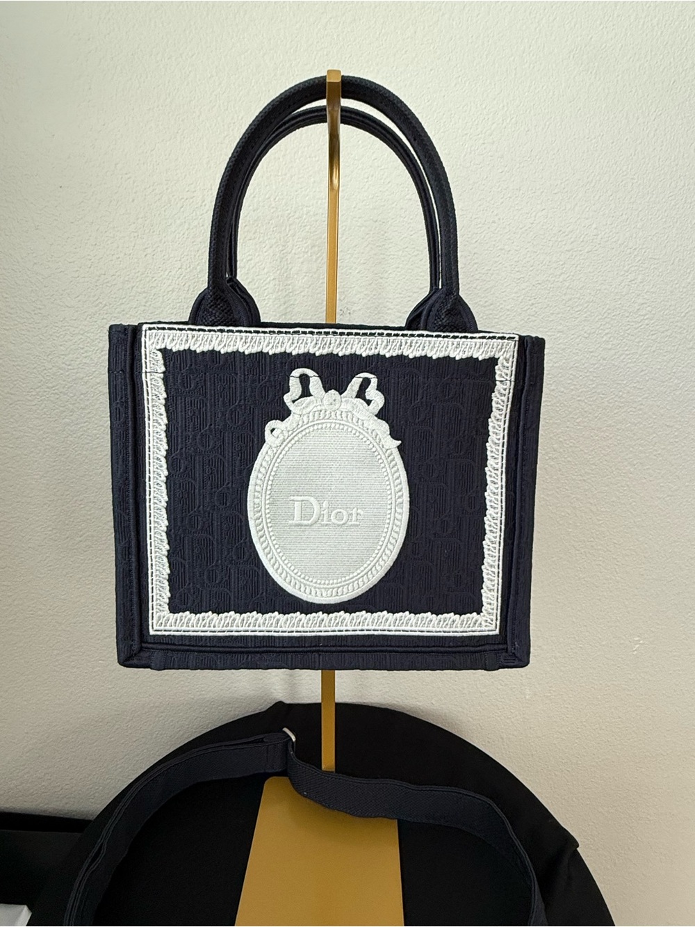 Dior Navy & White Embroidered Tote